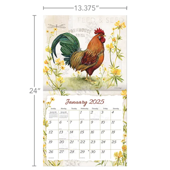 2025 Lang Wall Calendar Proud Rooster by Susan Winget