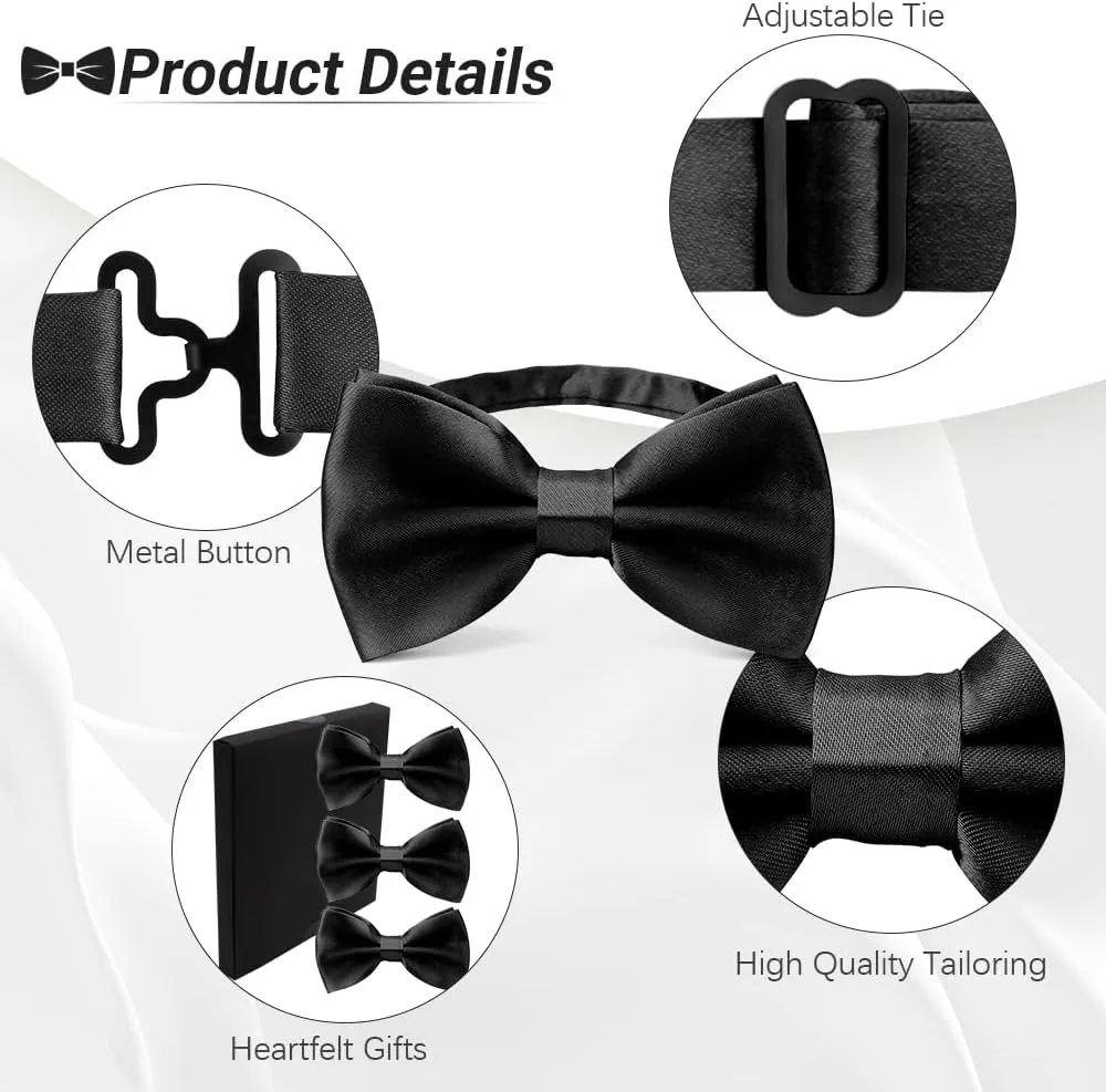 3pcs Bow Tie, Bow Ties for Men, Pre Tied Bow Ties for Men, Adjustable Bowtie for Wedding, Party, Graduation