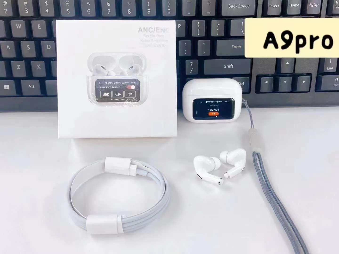 A9 pro ANC display with call noise reduction ENC 1. Play control 2. Airp0ds pr0 2