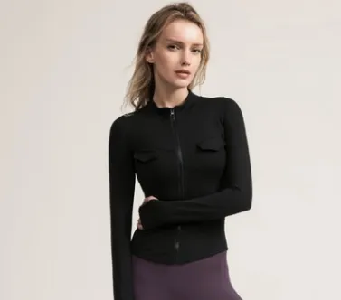 Activewear Double-Breast-Pocket Detail Jacket