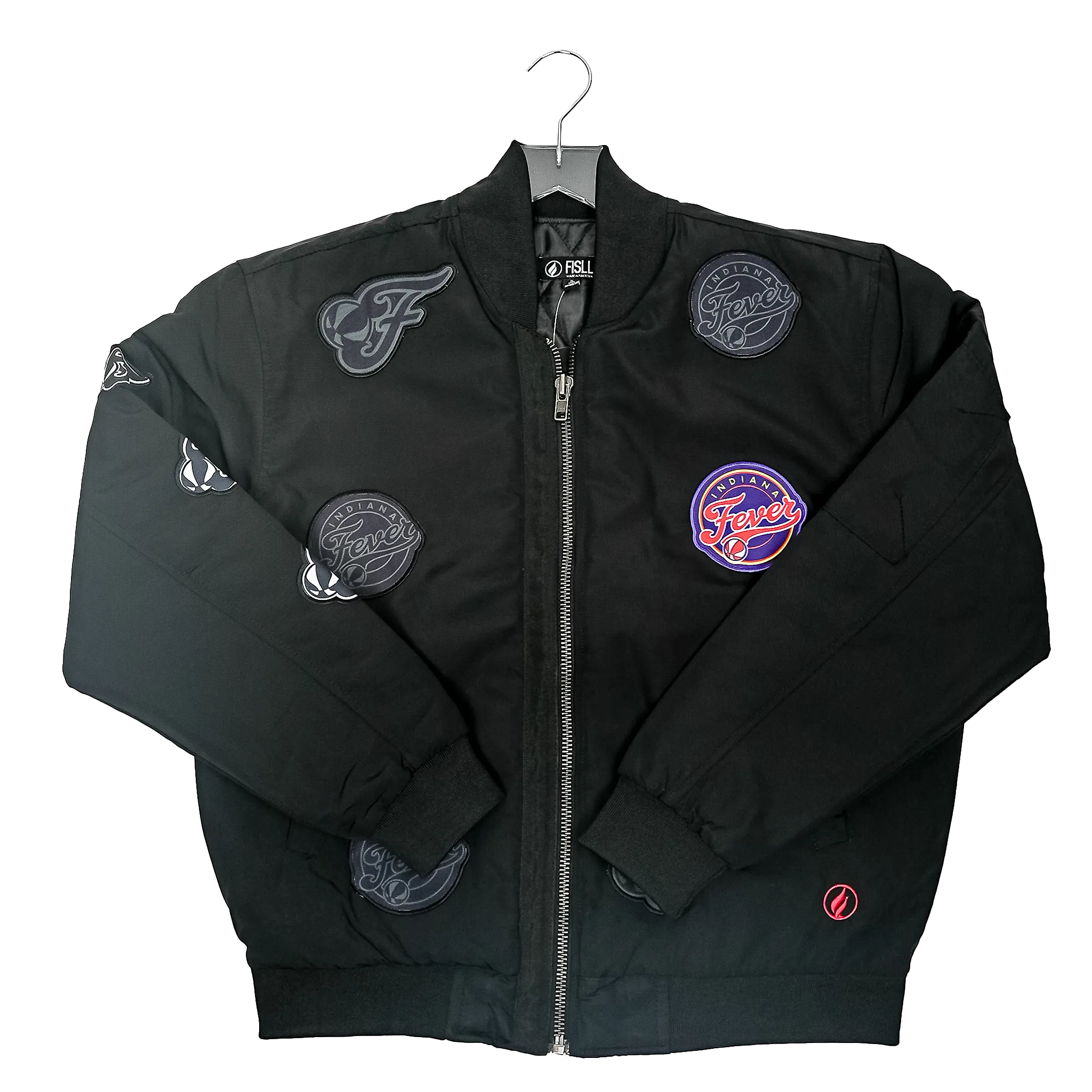 Adult Indiana Fever Patch Flight Jacket in Black by FISLL