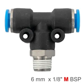 Aircraft Pu Hose Fitting Tee 6Mm-1/8 M