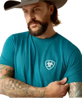 Ariat Men's Cyan Black Heather Stacks TShirt-10052036