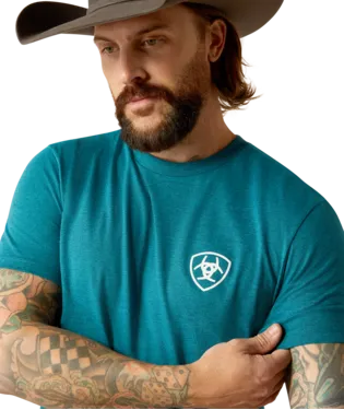 Ariat Men's Cyan Black Heather Stacks TShirt-10052036