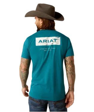 Ariat Men's Cyan Black Heather Stacks TShirt-10052036