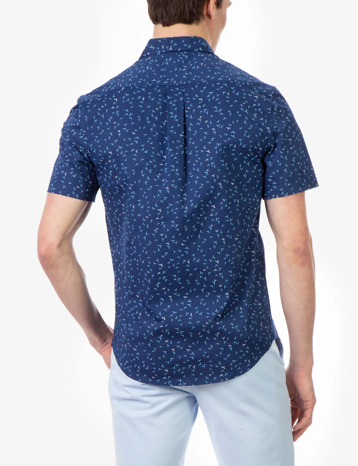 BIRD PATTERN POPLIN SHORT SLEEVE SHIRT