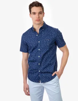 BIRD PATTERN POPLIN SHORT SLEEVE SHIRT