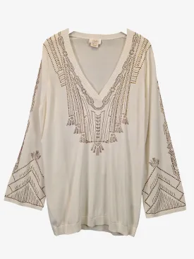 Camilla Embellished V-neck Fine Knit Top Size M