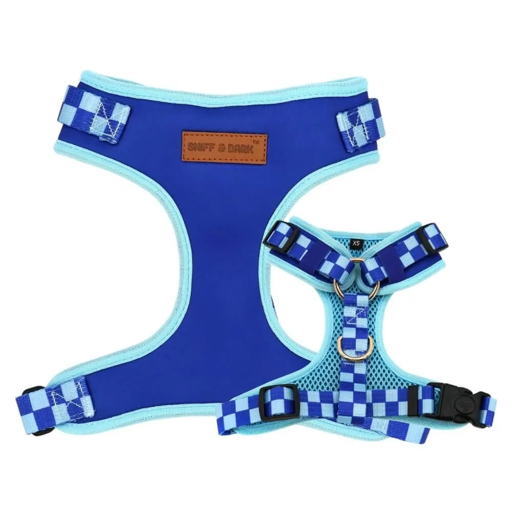 Checker Blue Lockable Harness™   Leash Set