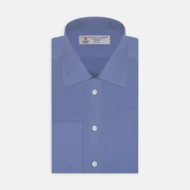 Dark Blue End-on-End Shirt with T&A Collar and Double Cuffs