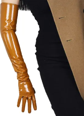 DooWay Women Opera Leather Gloves Shine Wet Look 24 inches Faux Patent Leather PU for Evening Costume Dance Pageant