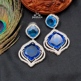Doublet Bloue Stone & White AD Zircon Earring