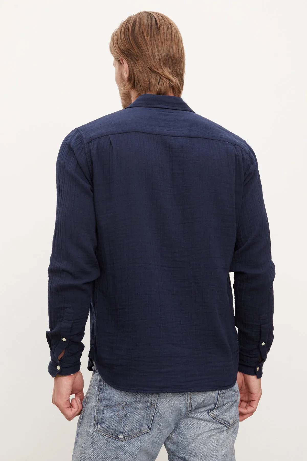 ELTON COTTON GAUZE BUTTON-UP SHIRT