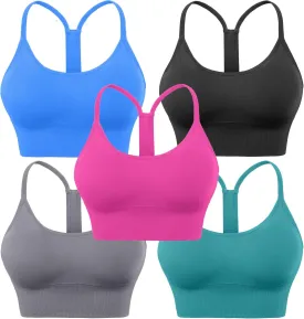 Evercute Racerback Sports Bras Padded Y Racer Back Cropped Bras for Yoga Workout Fitness Low Impact