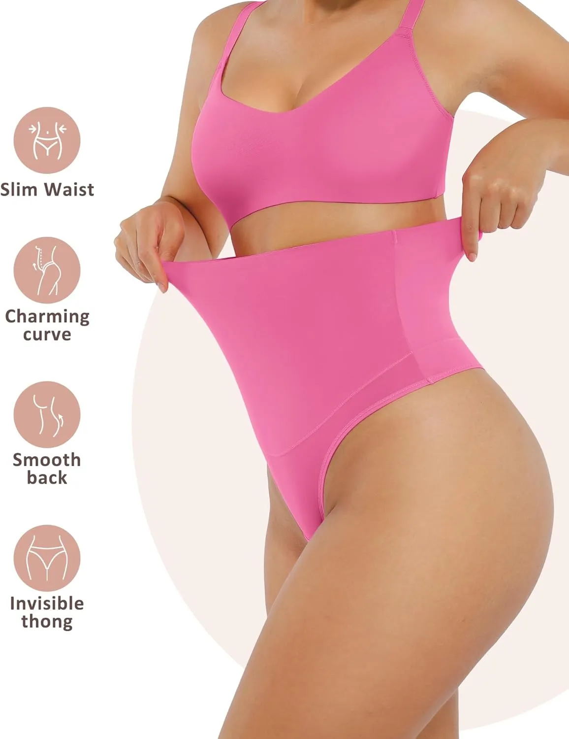 FeelinGirl Thong Shapewear for Women Tummy Control Mid Waisted Body Shaper Underwear Seamless Body Shaper Panties