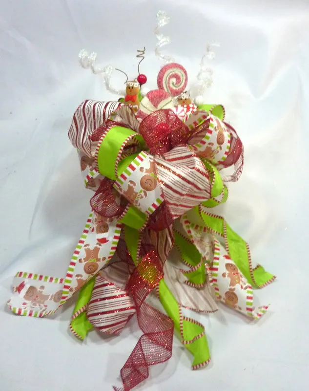 Gingerbread man tree topper, ribbon tree topper