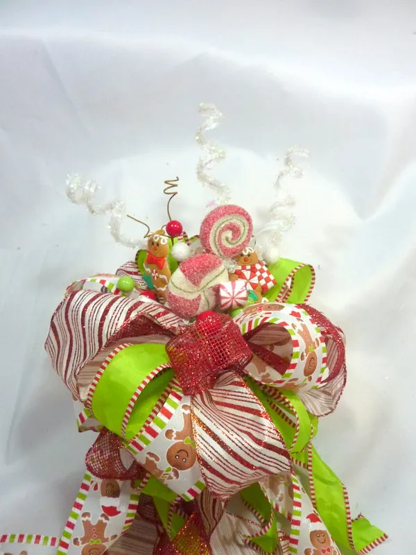 Gingerbread man tree topper, ribbon tree topper
