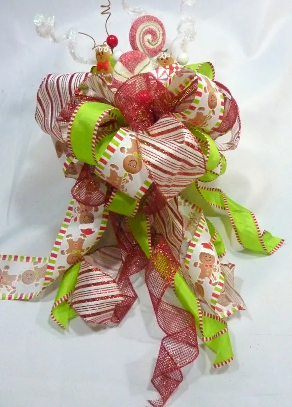 Gingerbread man tree topper, ribbon tree topper