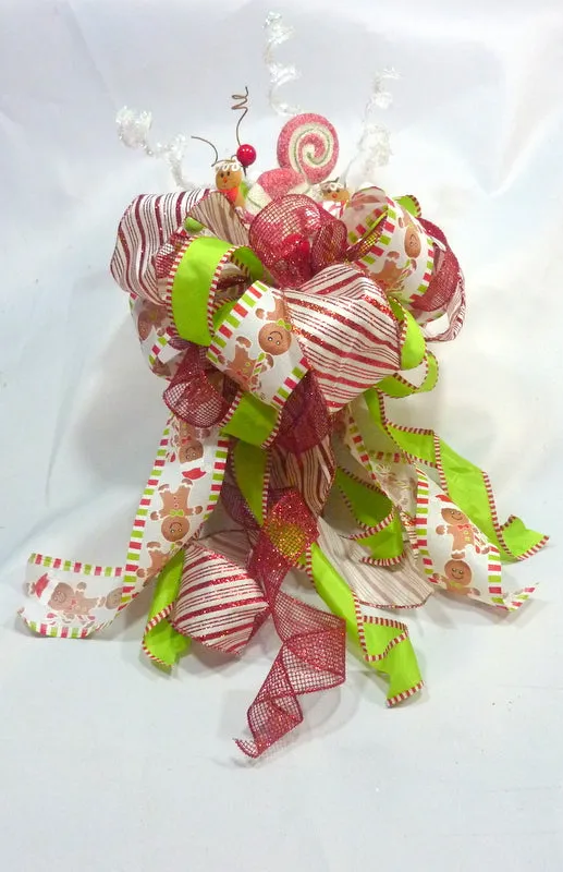 Gingerbread man tree topper, ribbon tree topper