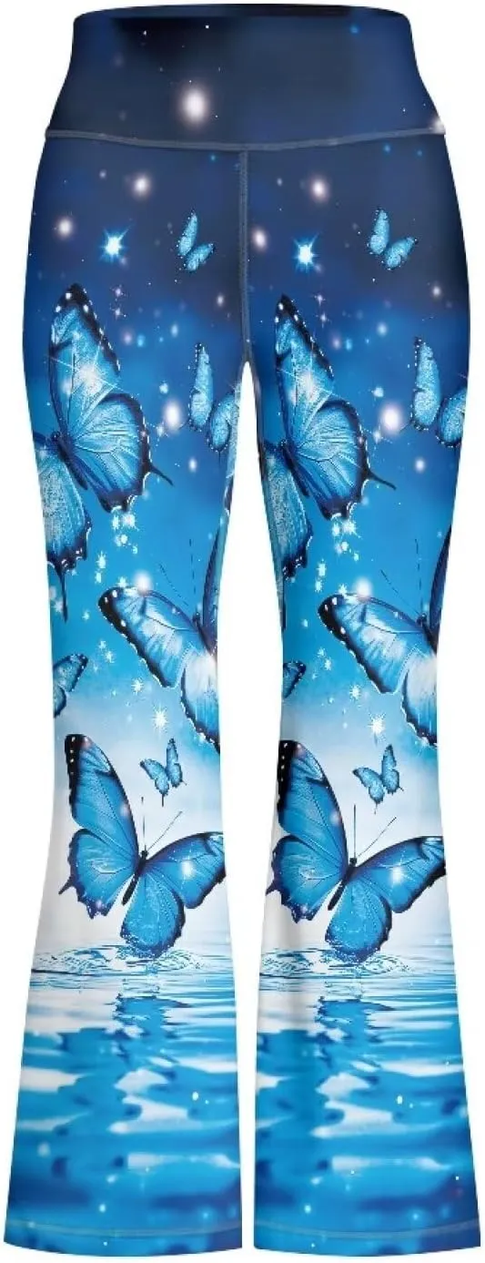 Girls' Athletic Leggings Bell Bottoms Kids Dance Running Yoga Pants High Waisted Workout Active Dance Tights