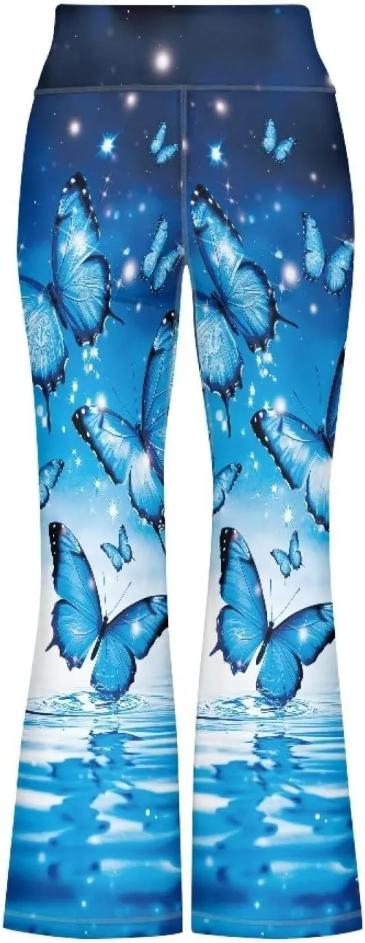 Girls' Athletic Leggings Bell Bottoms Kids Dance Running Yoga Pants High Waisted Workout Active Dance Tights