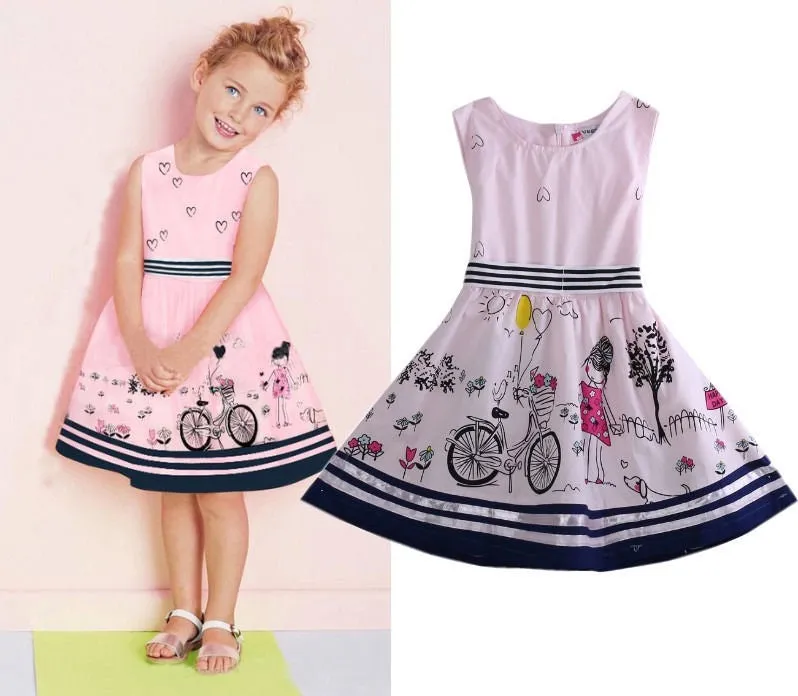 Girls Bicycle Print Dress - ONLY 5 LEFT !!!
