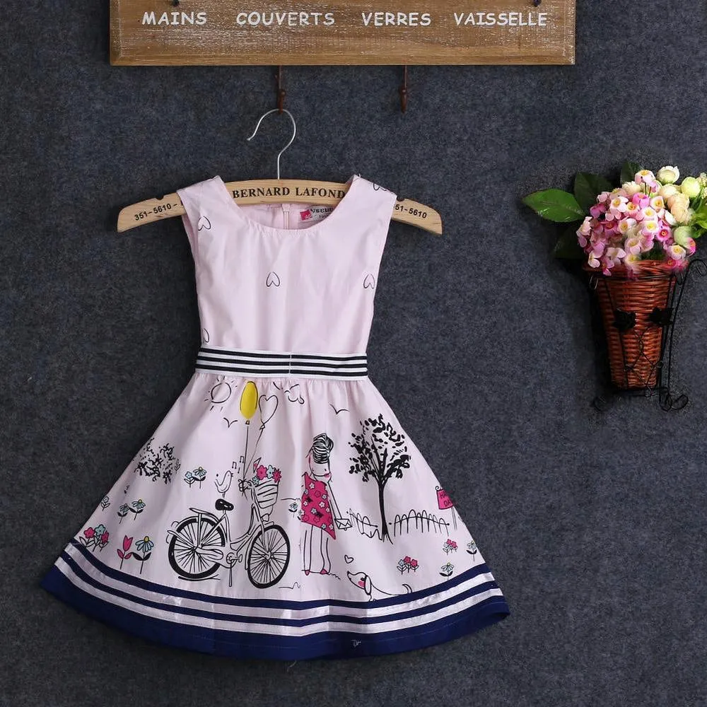 Girls Bicycle Print Dress - ONLY 5 LEFT !!!