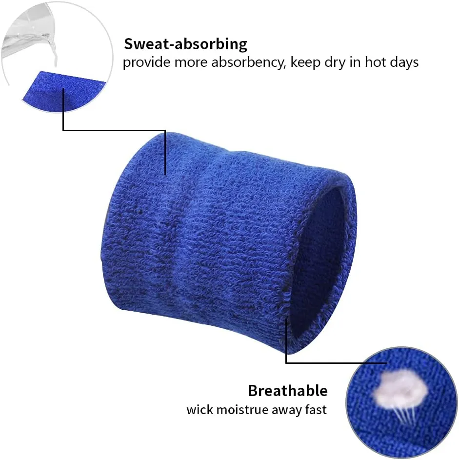 GOGO 2 PCS Terry Cloth Wristband Athletic Wrist Sweatband for Gym Sports