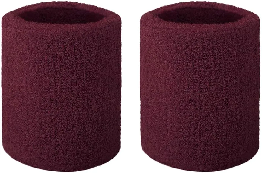 GOGO 2 PCS Terry Cloth Wristband Athletic Wrist Sweatband for Gym Sports