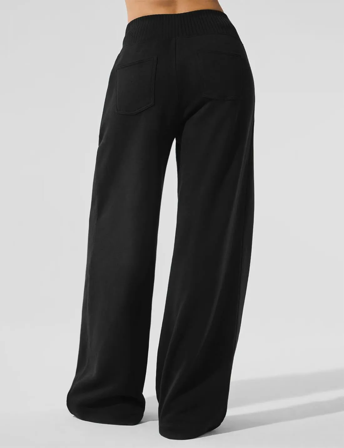 HeSaYep Womens Wide Leg Sweatpants 2025 Ribbed High Waist Straight Leg Baggy Sweat Pants with 4 Pockets