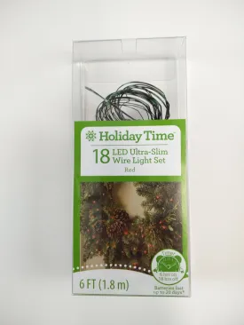 Holiday Time 18 ct ultra Slim LED Mini Lights Battery Powered Red colored