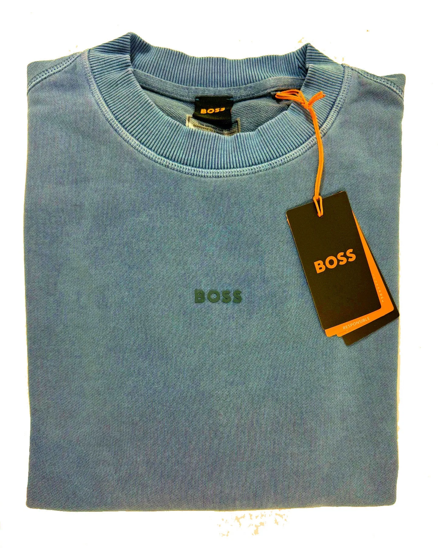 Hugo Boss Sweater Dark Blue Cotton Stretch Logo EU 48 / S BLACK FRIDAY SALE