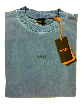 Hugo Boss Sweater Dark Blue Cotton Stretch Logo EU 48 / S BLACK FRIDAY SALE