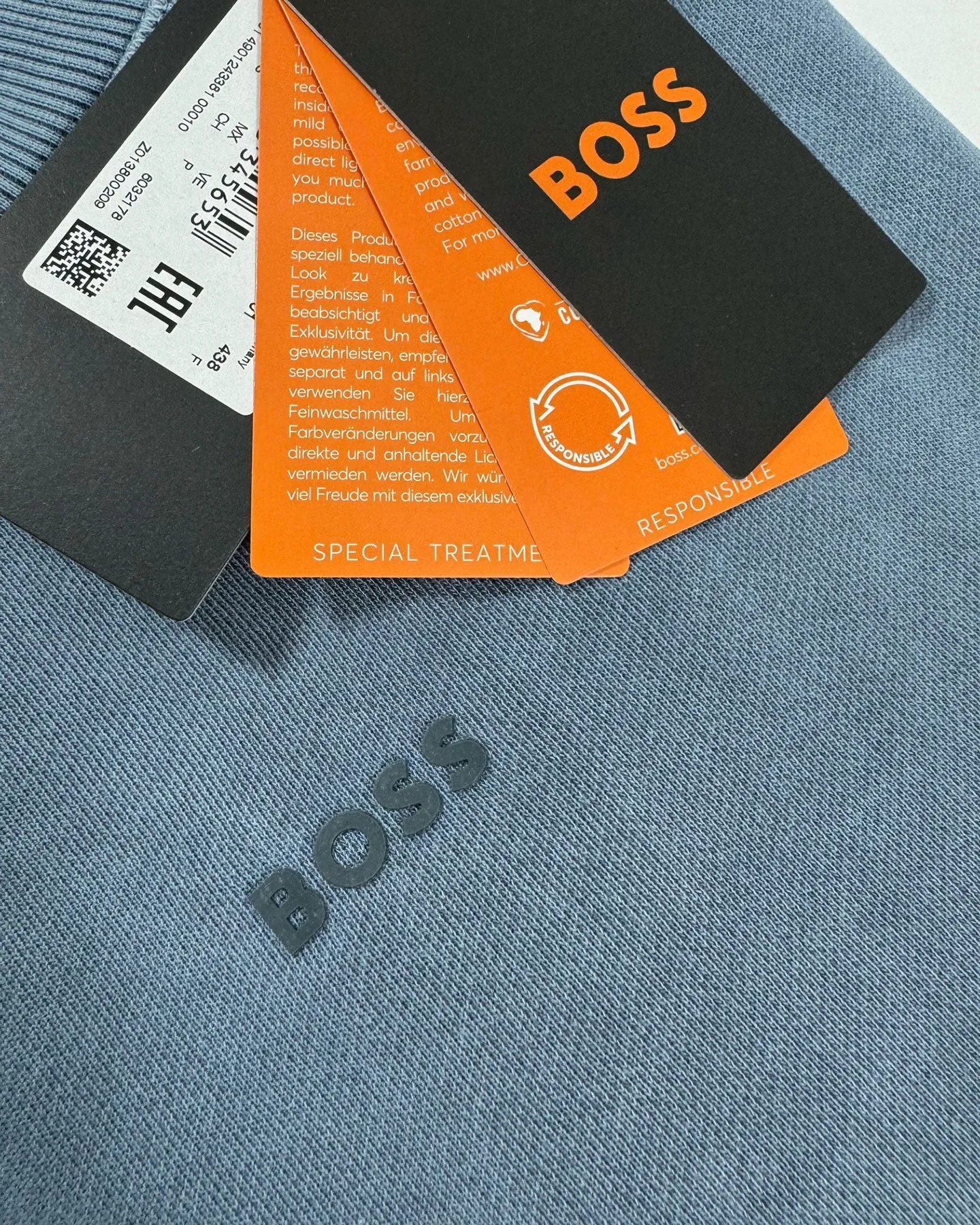 Hugo Boss Sweater Dark Blue Cotton Stretch Logo EU 48 / S BLACK FRIDAY SALE