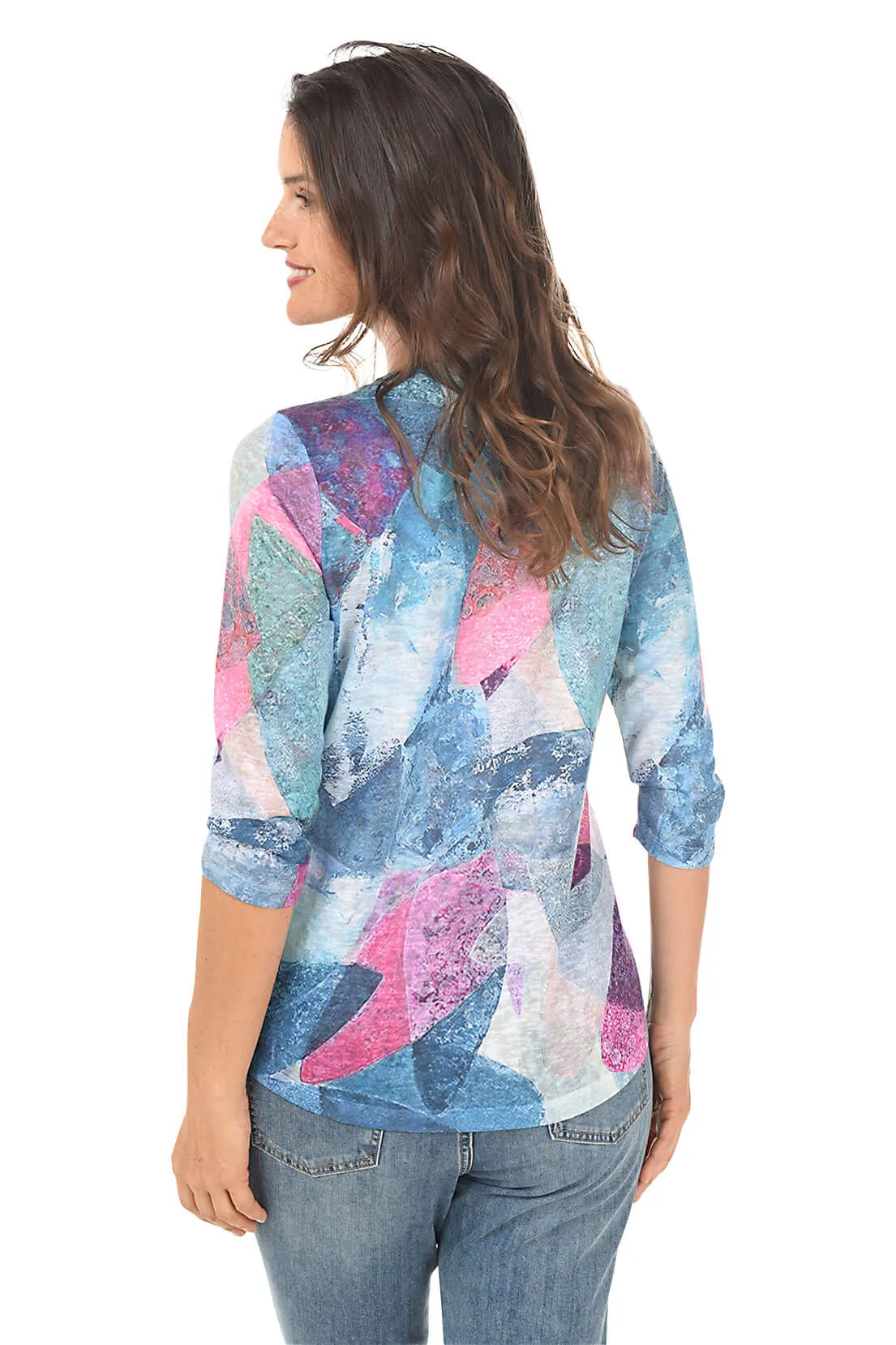Leaf Pile V-Neck Knit Top