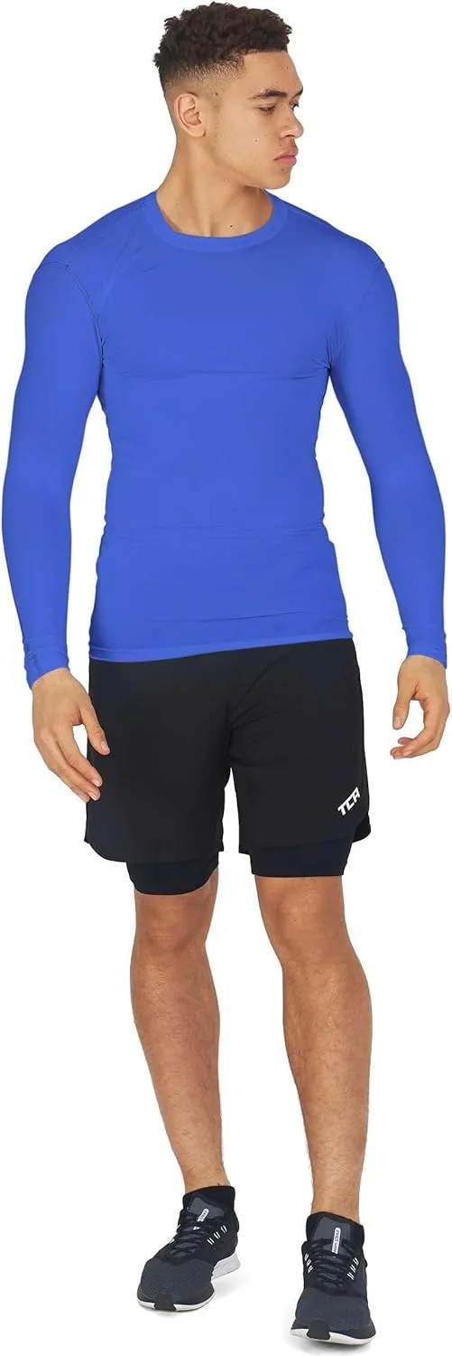 Men's Compression Shirts Long Sleeve Athletic Workout Top, Rash Guard Base Layer Sports Undershirt - Crew Neck