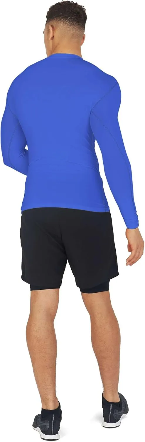 Men's Compression Shirts Long Sleeve Athletic Workout Top, Rash Guard Base Layer Sports Undershirt - Crew Neck