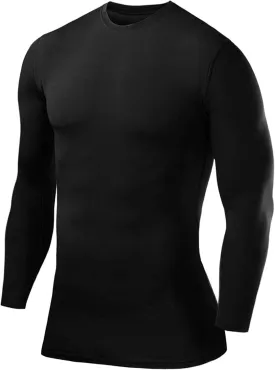 Men's Compression Shirts Long Sleeve Athletic Workout Top, Rash Guard Base Layer Sports Undershirt - Crew Neck