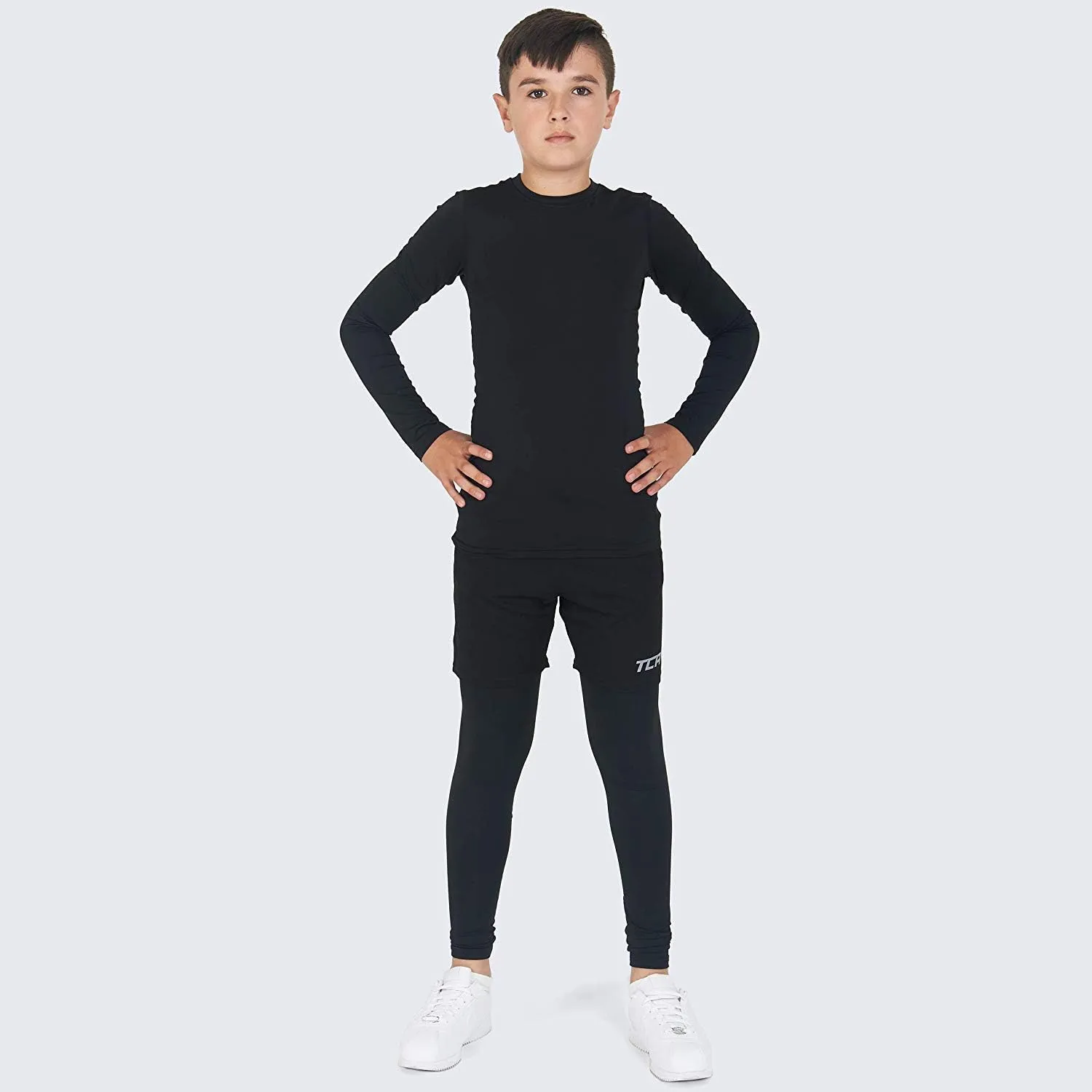 Men's Compression Shirts Long Sleeve Athletic Workout Top, Rash Guard Base Layer Sports Undershirt - Crew Neck