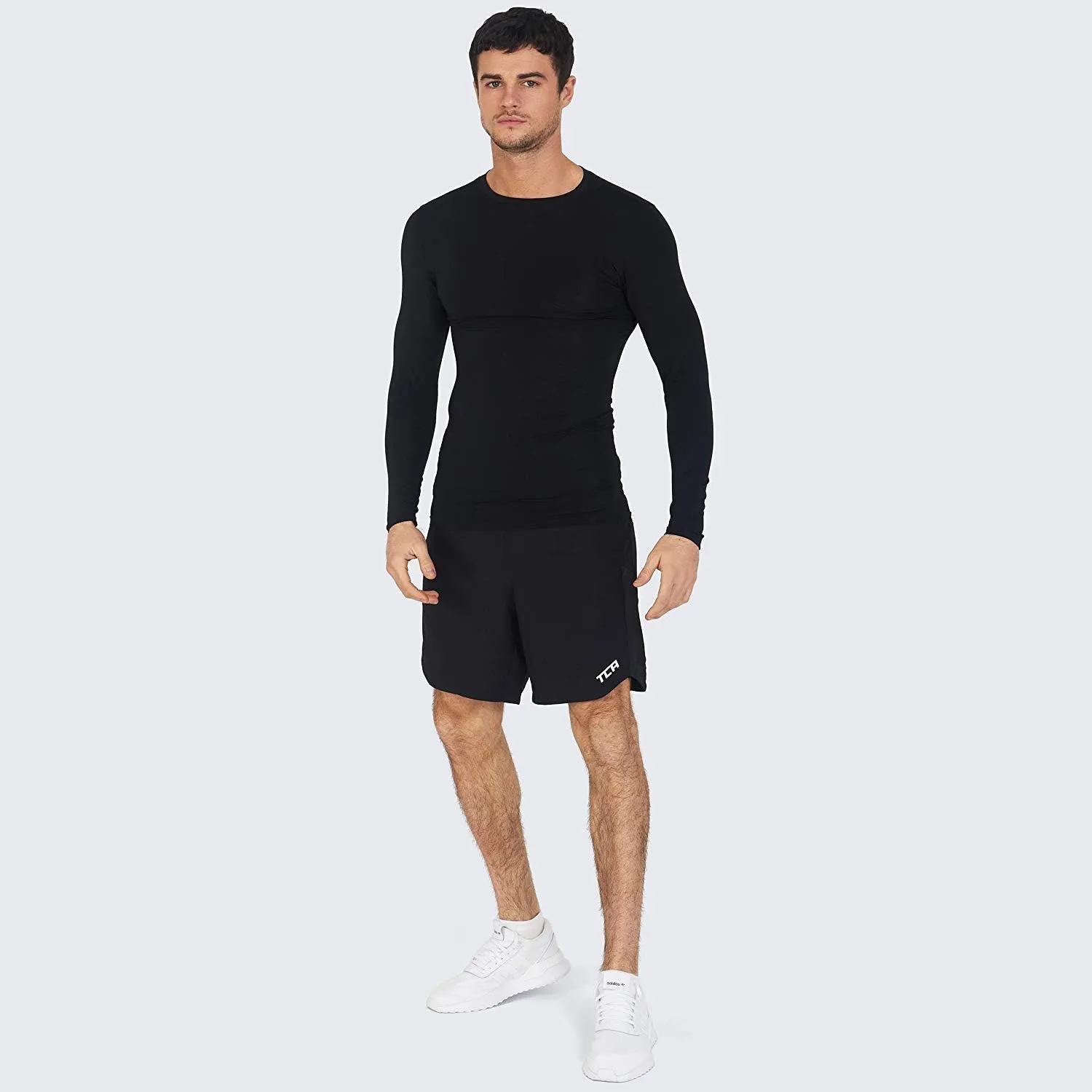 Men's Compression Shirts Long Sleeve Athletic Workout Top, Rash Guard Base Layer Sports Undershirt - Crew Neck