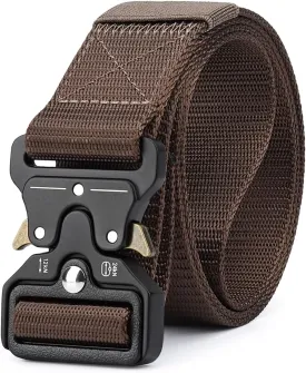MOZETO Tactical Belts for Men Military Style Work Hiking Riggers Web Gun Belt with Heavy Duty Quick Release Metal Buckle