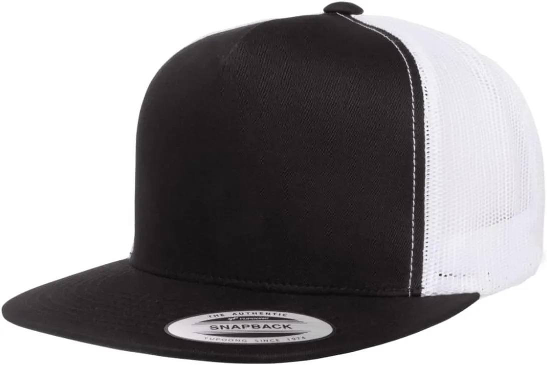 Mrlahat 6006 Yupoong Yp by Flexfit 5 Panel Classic Trucker Snapback Hat Cap with Black Bandana