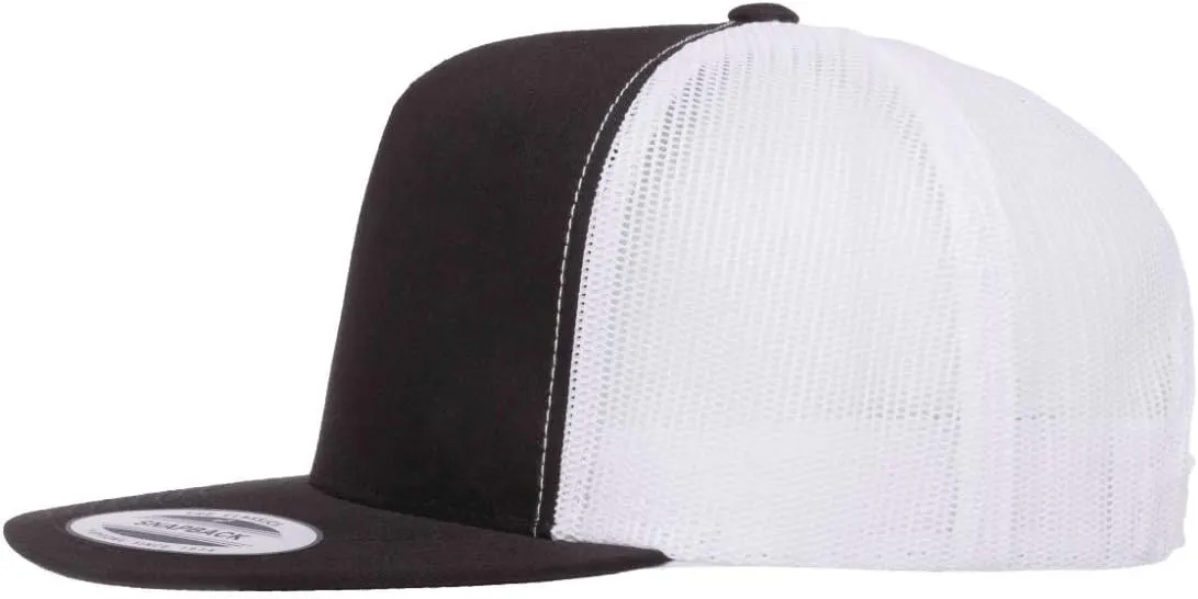 Mrlahat 6006 Yupoong Yp by Flexfit 5 Panel Classic Trucker Snapback Hat Cap with Black Bandana