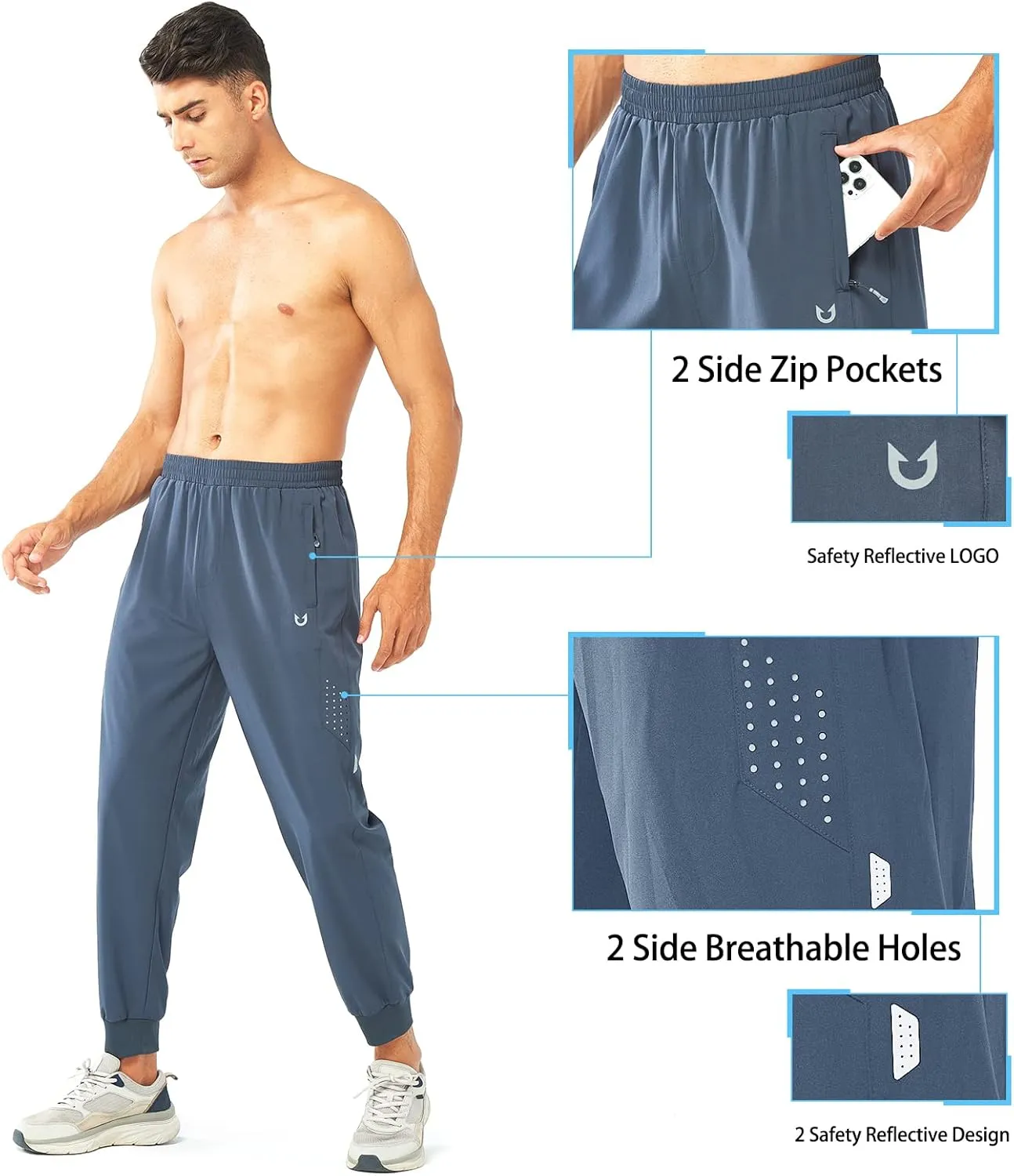 NORTHYARD Men's Athletic Running Pants Lightweight Workout Joggers Quick Dry Gym Sweatpants Active Sports Track Training