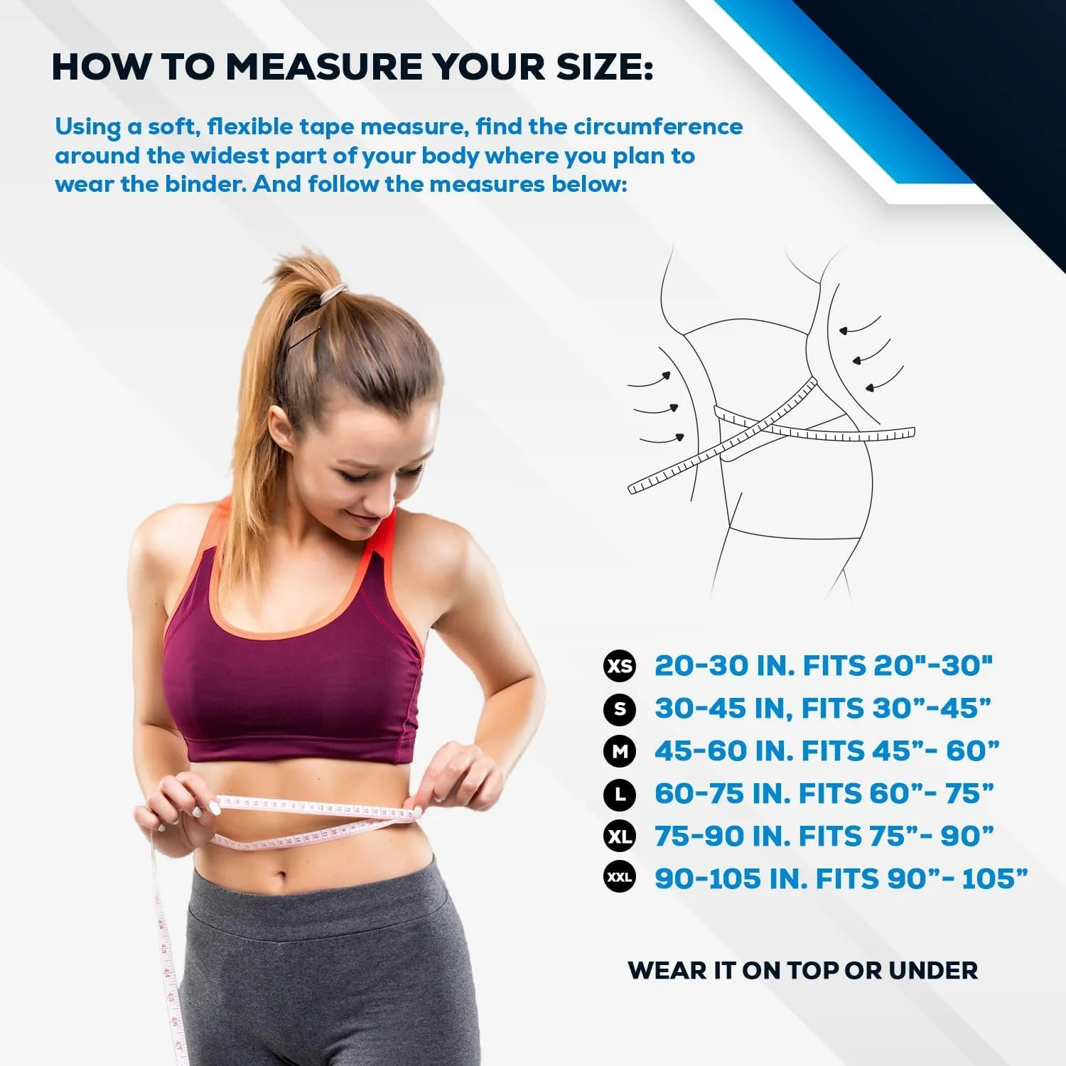 NYOrtho Abdominal Binder 6" 2-Panel - Post-Surgery Compression Wrap for Men and Women - Abdominal Support Belt for Hernia, Back Pain, Core Support, Muscle Strain Relief - Latex-Free - USA (45"-60")