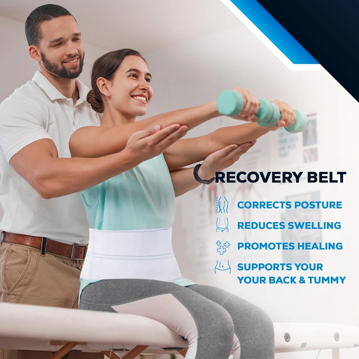 NYOrtho Abdominal Binder 6" 2-Panel - Post-Surgery Compression Wrap for Men and Women - Abdominal Support Belt for Hernia, Back Pain, Core Support, Muscle Strain Relief - Latex-Free - USA (45"-60")