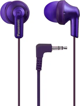 Panasonic ErgoFit Wired Earbuds, 3.5mm Jack in-Ear Headphones with Dynamic Crystal-Clear Sound and Soft Ergonomic Custom-Fit Earpieces (S/M/L), for Phones and Laptops - RP-HJE120-VA (Metallic Purple)