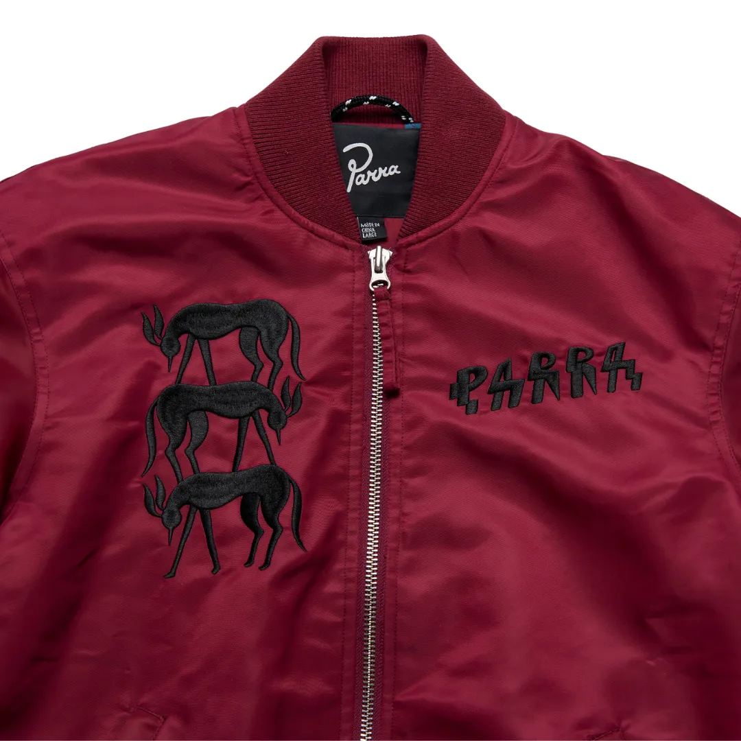 Parra Stacked Pets Varsity Jacket - Deep Red