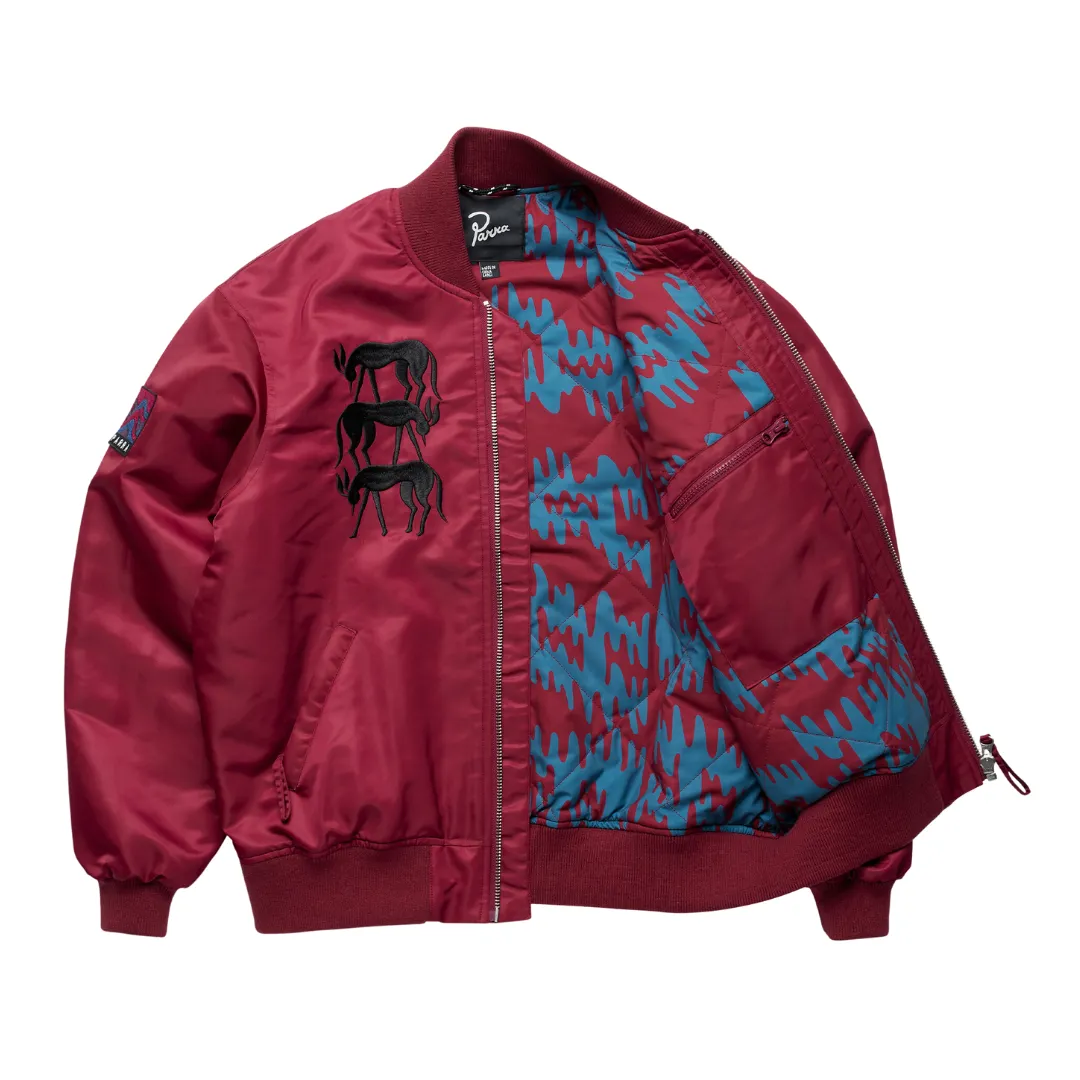 Parra Stacked Pets Varsity Jacket - Deep Red