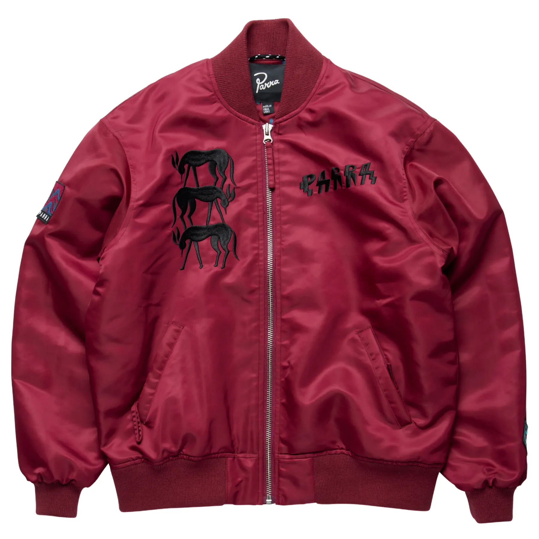 Parra Stacked Pets Varsity Jacket - Deep Red
